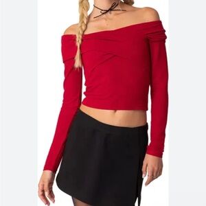 Edikted Crossover Off The Shoulder Top in Red NWT Size Medium